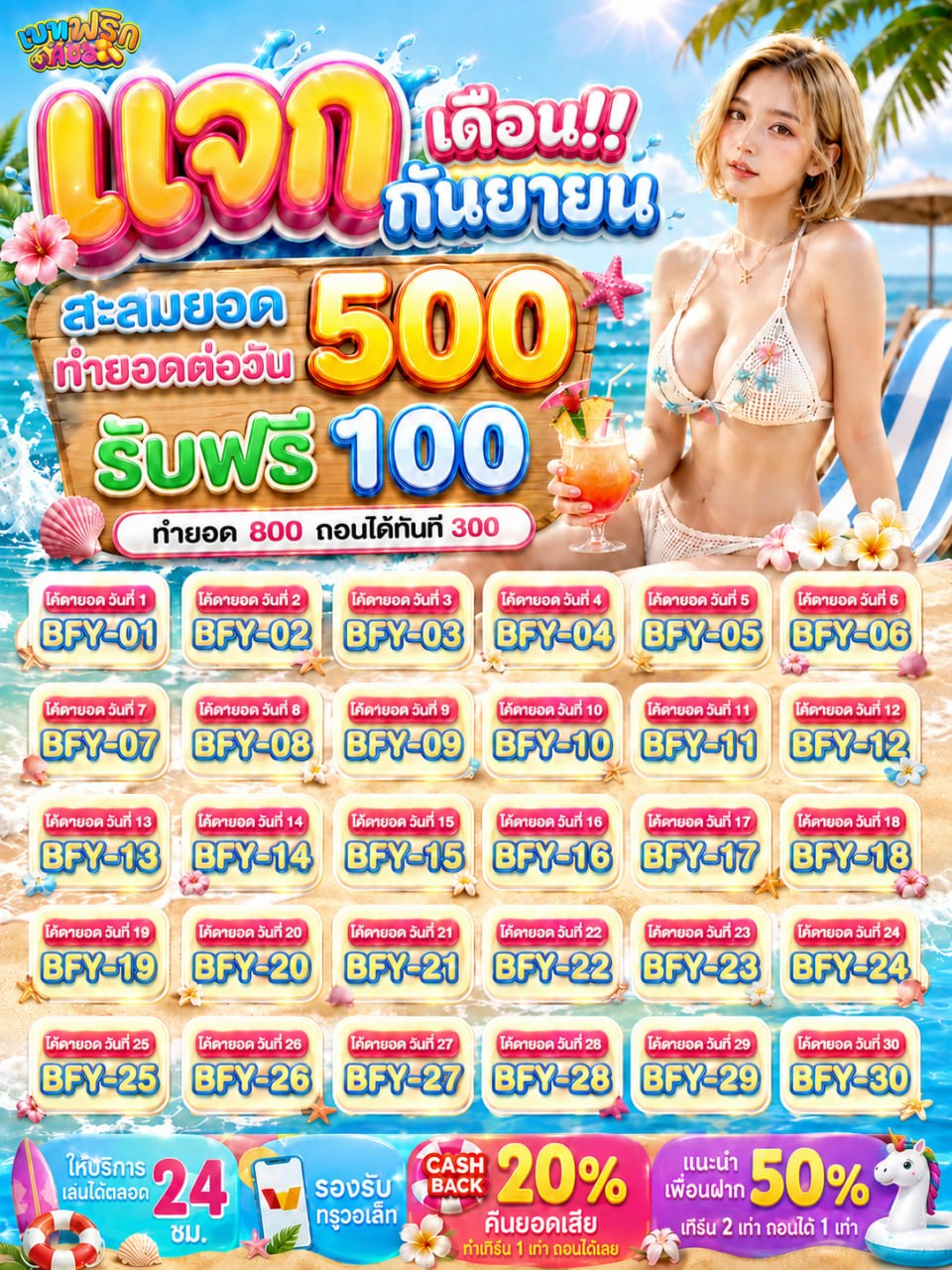 สรุป 10 รับ100 สมาชิกใหม่ เงินรางวัลมหาศาลทุกวัน การันตีความล่ำซำ